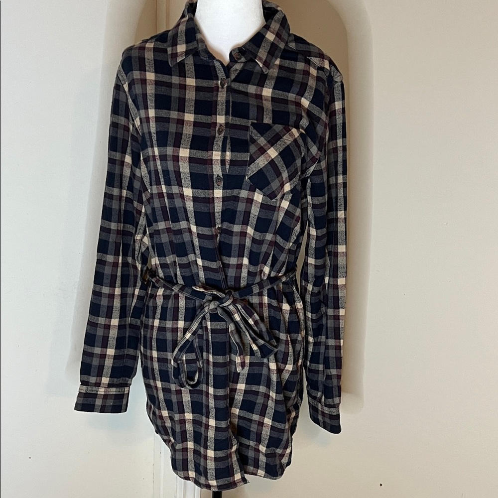Roots | Women’s Size S Plaid Shirt Tunic Dress with Belt